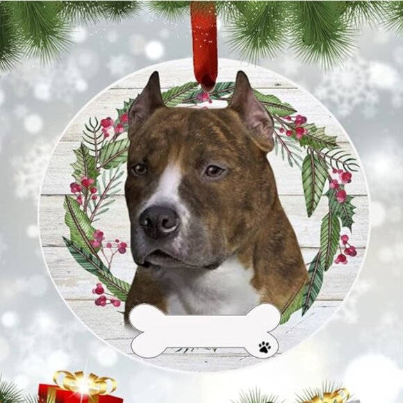 Pit Bull Christmas Tree Ornament- NEW- DIY Personalize it! - Picture 1 of 6